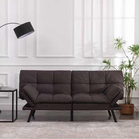 71'' Wide Adjustable Arms Tufted Back Convertible Sofa
