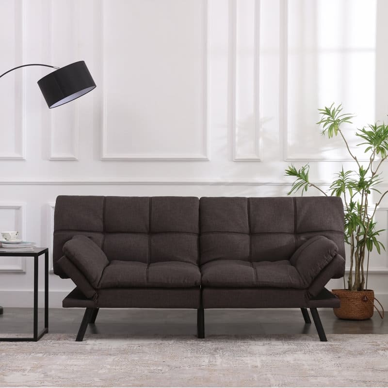 EGOHOME 71'' Wide Tufted Back Convertible Sofa with Adjustable Arms