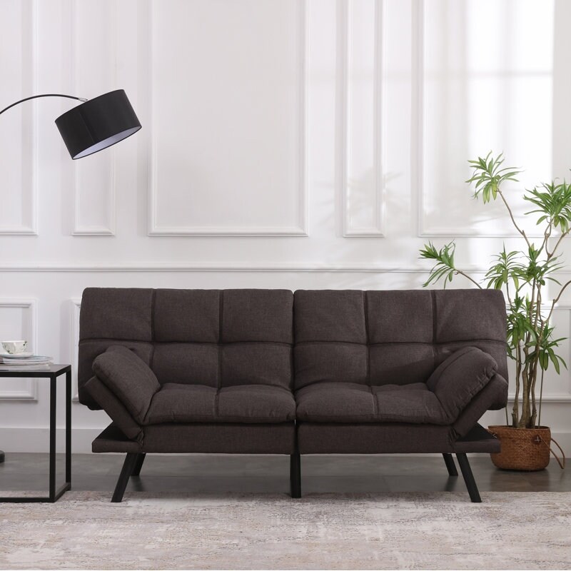 Grey leather top sofa bed