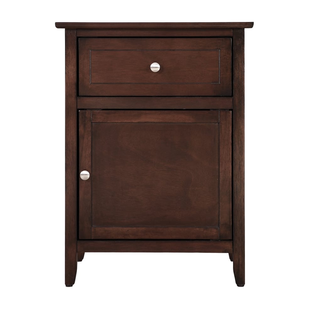 Modern 19-in Metal Hand Holder Single-Drawer Wood Nightstand with Cabinet