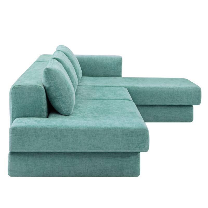 Christopher Knight Home - American Design Chenille 113" Modular Sectional Sofa with Double Layer Cushions