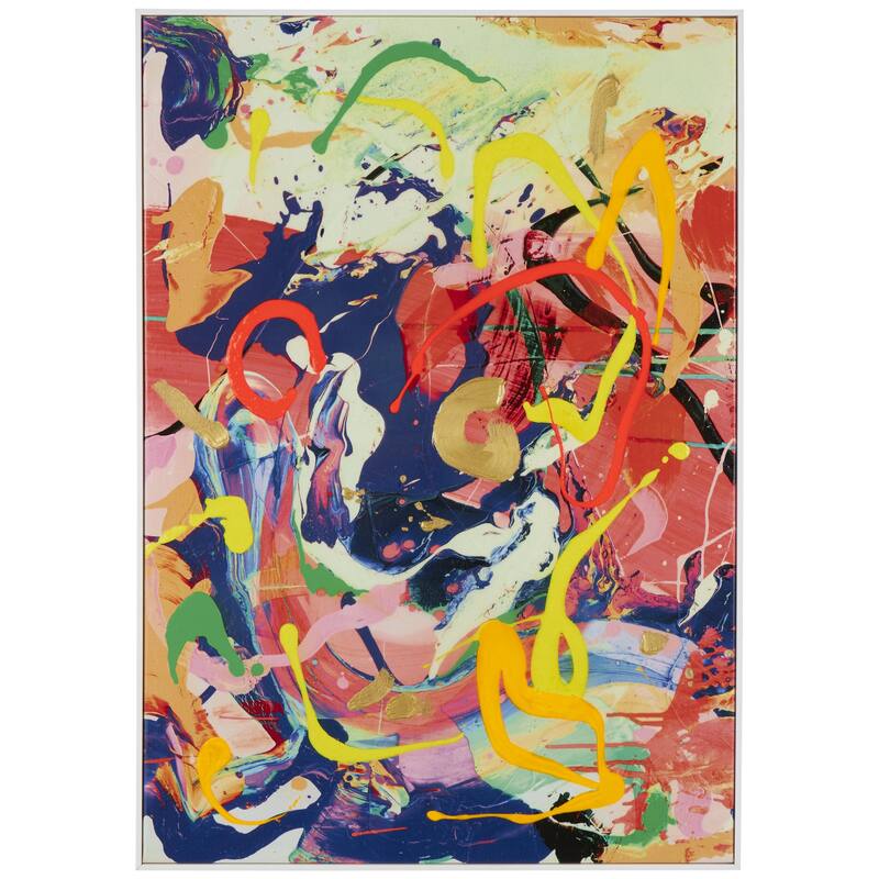 Canvas Abstract Paint Splatter Wall Art with White Frame - Multi Colored - CosmoLiving by Cosmopolitan - 28.25L x 1.75W x 40.25H
