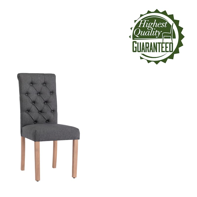 Porthos Home Betta Tufted Fabric Dining Chairs with Rubberwood Legs, Set of 2