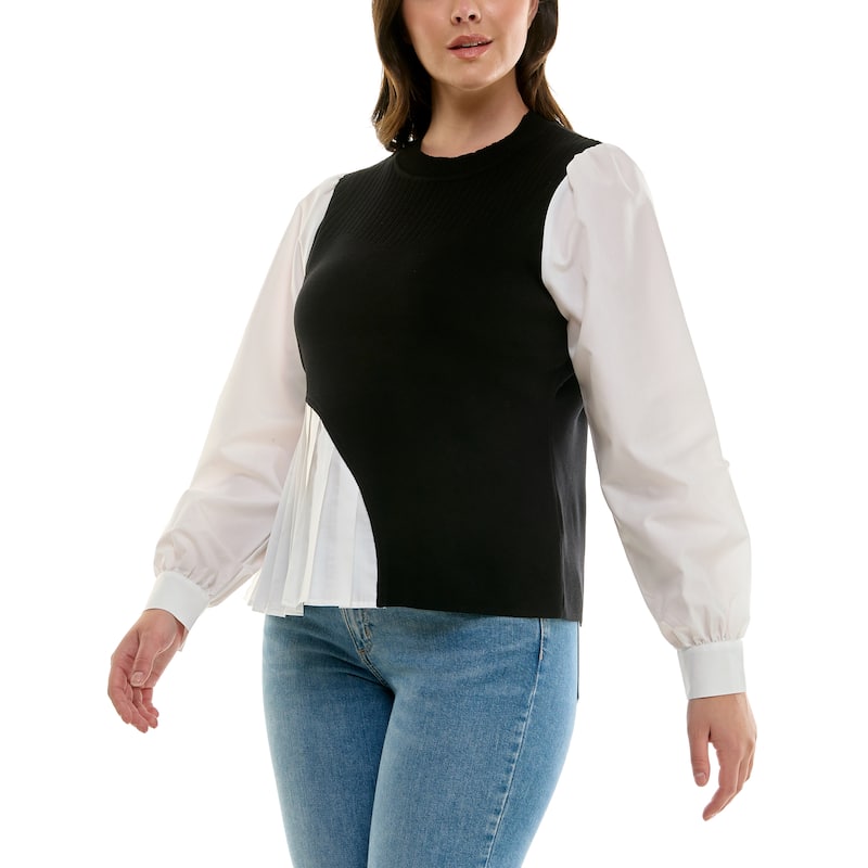 Nanette Lepore Women's Contrast Panel Pleated Top