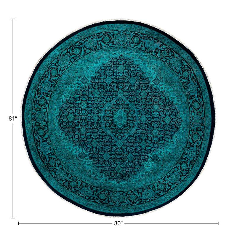 Fine Vibrance, One-of-a-Kind Hand-Knotted Area Rug - Blue, 6' 8" x 6' 9" - 6' 8" x 6' 9"