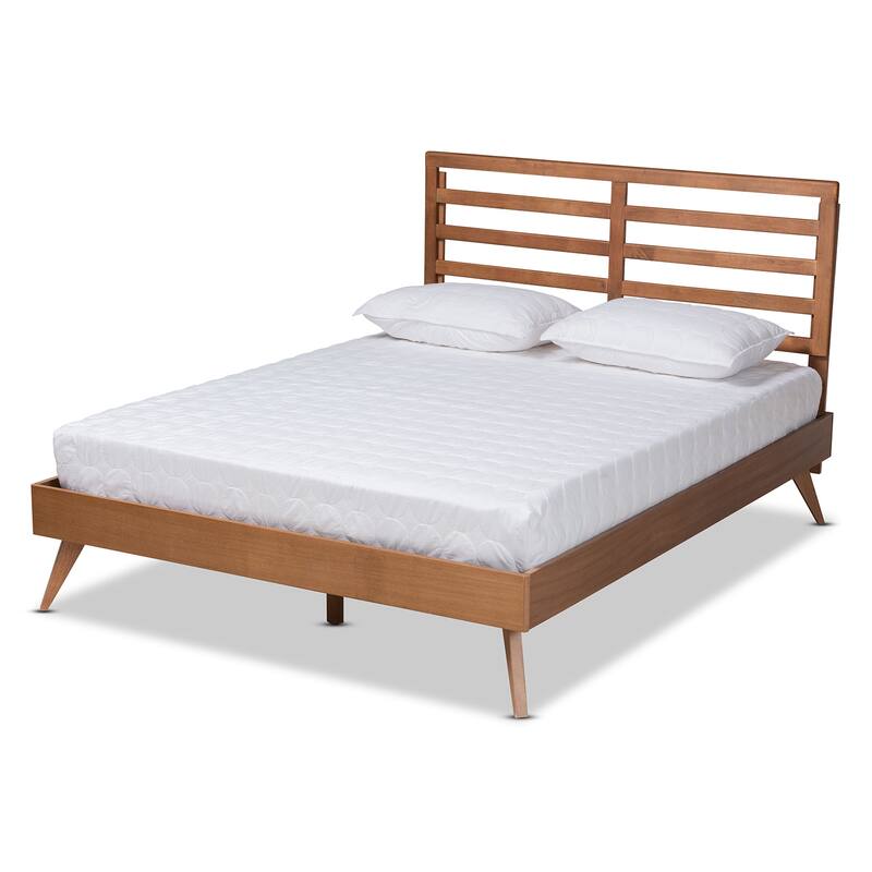 Shiro Mid-Century Modern Wood Platform Bed - Queen