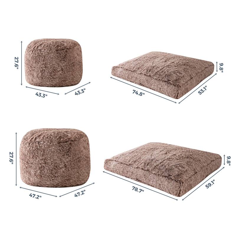 Giant Convertible Bean Bag Chair, Folds from Beanbag to Floor Mattress Bed