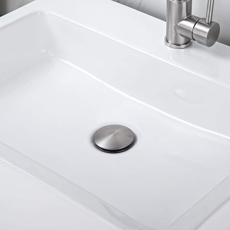 Bathroom Sink Single Handle Faucet with Pop-Up Drain (No Overflow)