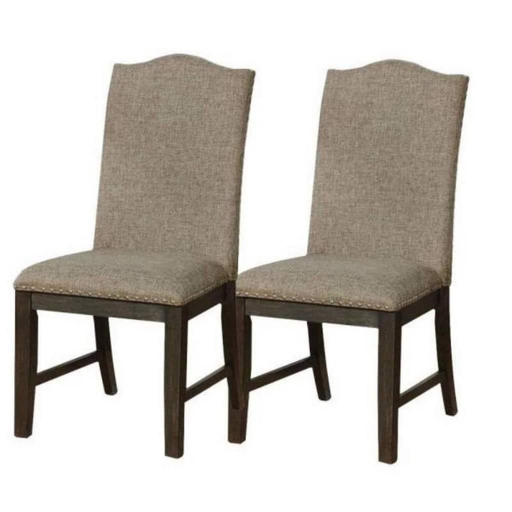Espresso Brown/Textured Gray Fabric Upholstered Wood Frame Dining Chair, Set of 2, Sturdy Dining Chair for Dining Rooms - 23.5