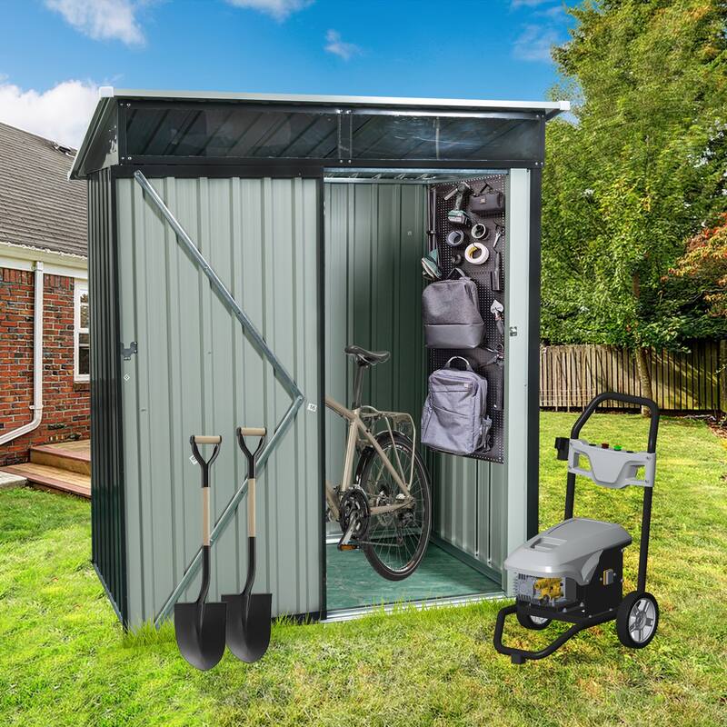 Rust-proof Outdoor Metal Storage Shed Garden Shed Waterproof Tool Shed, Hinged Door with a lanch, Corrosion-Resistant - Black