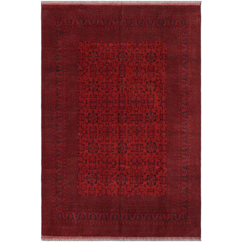 Khal Muhammadi Garish Andreas Red/Red Wool Rug (8'4 x 11'1) - 8 ft. 4 in. x 11 ft. 1 in.