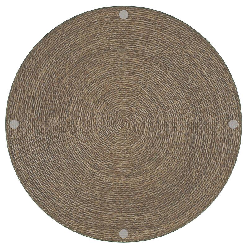 Halden Round Woven Seagrass Accent Side Table Light Brown