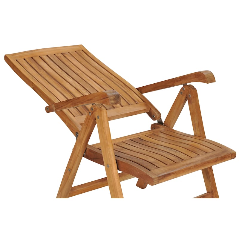 Chic Teak Miami Teak Wood Reclining and Folding Chair