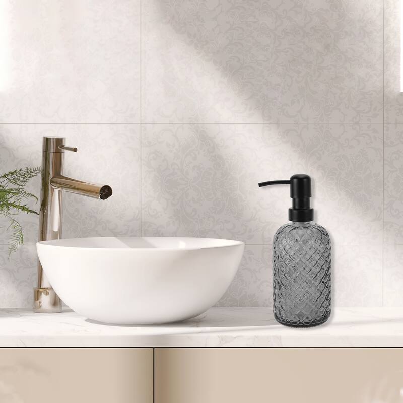 Simple Cylindrical Soap Pump Dispenser for Bath 400ml 1 Pcs - Gray Black