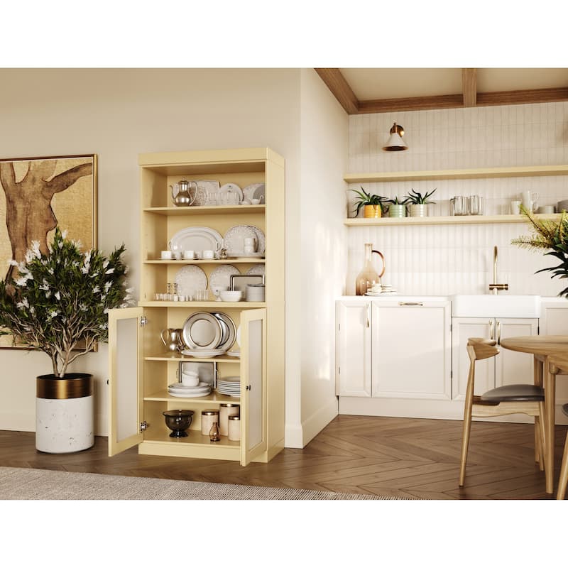 100% Solid Wood 32" Kitchen Pantry Cabinet with 2 Doors by Palace Imports