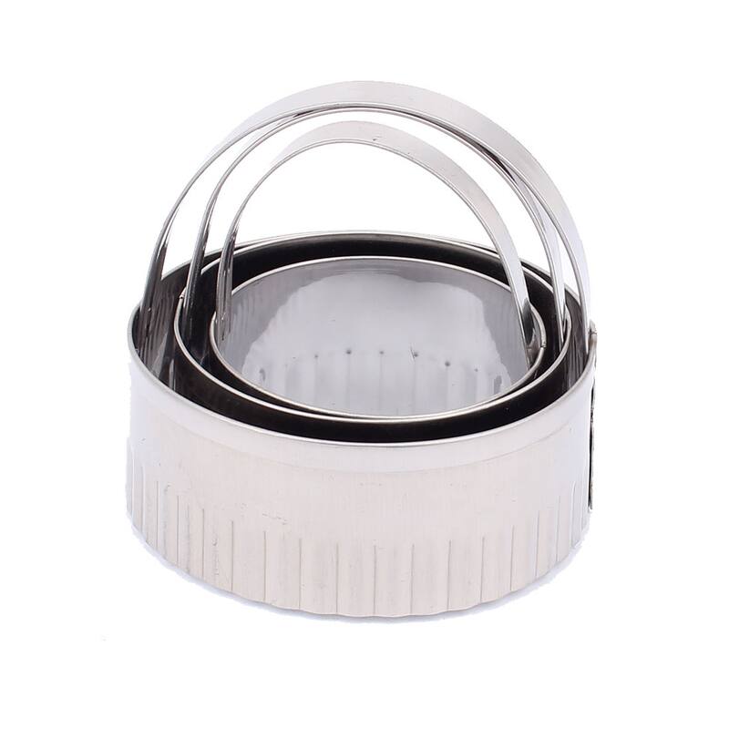 Cookie Biscuit Baking Flower Brim Stainless Steel DIY Mold Mould Cutter 3 in 1 - Silver Tone - Silver Tone