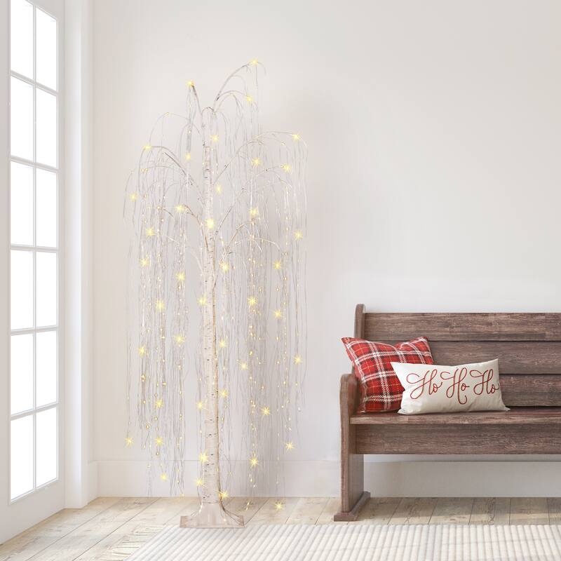 Puleo International 6 ft. Pre-Lit Outdoor Willow Tree