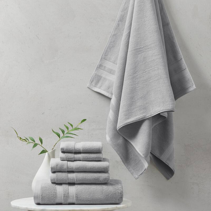 Plume 100-percent Cotton Feather Touch Antimicrobial Towel 6 Piece Set by Beautyrest - Grey