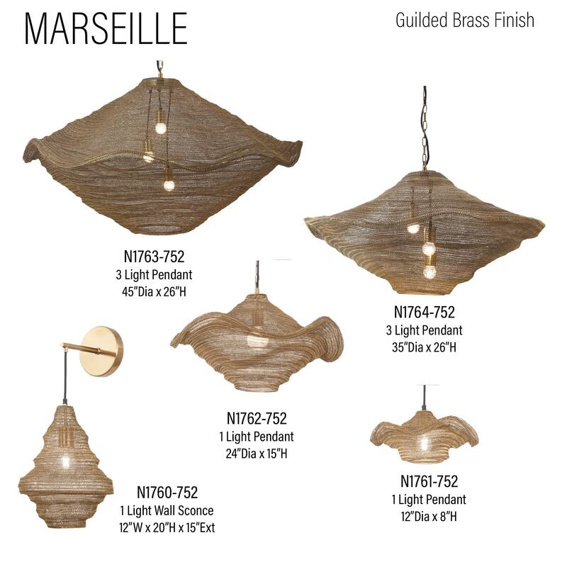 Metropolitan N1763 Marseille 3 Light 45" Wide Pendant