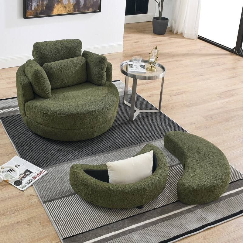Modern style round double sofa chair leisure armchair, teddy velvet fabric