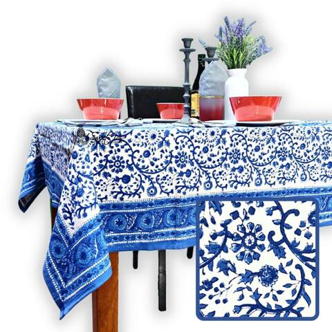 Block Print Cotton Eternal Floral Tablecloth Collection