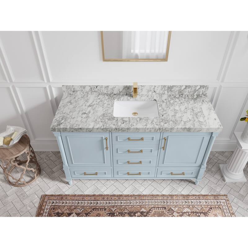 Willow Collections 60 in. W x 22 in. D Aberdeen Single Bowl Sink Bathroom Vanity in Pewter Green with Countertop