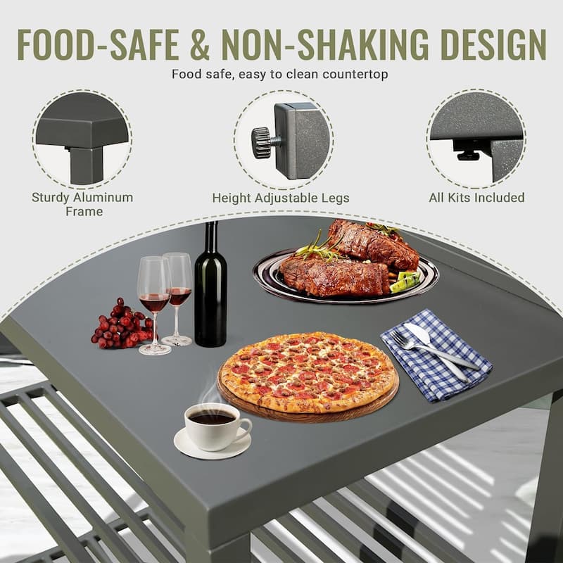GDFStudio - Thaddeus Outdoor Modular Kitchen Island with Storage and Freestanding Grill Cabinet