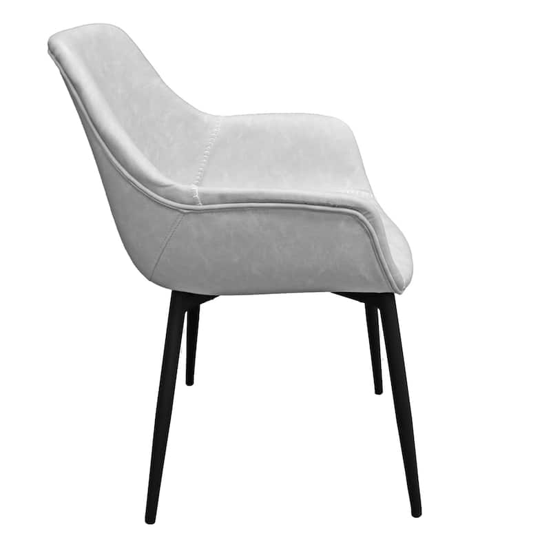 Markley Leather Dining Chair with Iron Legs Set of 4 Modern Accent Armchair