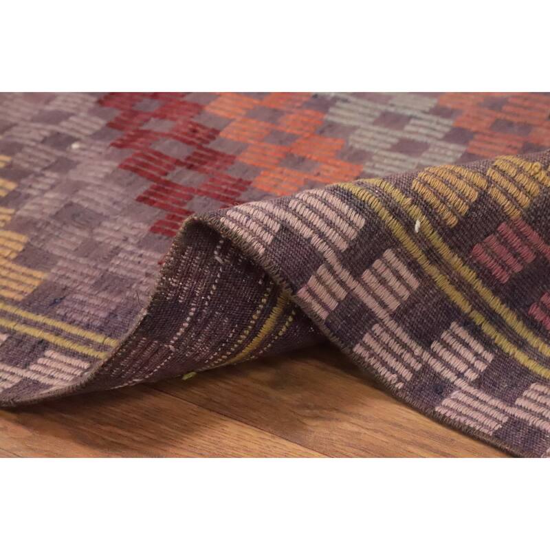 Hand Woven Oriental 100% Wool Carpet Southwestern Tribal Multi-Colored Kilim Area Rug - 9' 2'' X 5' 10''
