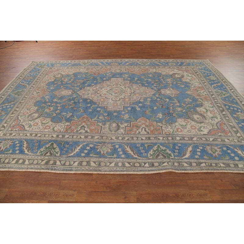 Floral Tabriz Persian Vintage Rug Handmade Living Room Wool Carpet - 8'1"x 11'3"