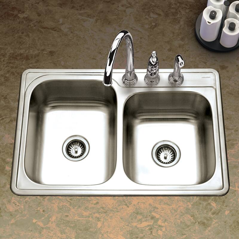 Houzer ISL-3322BS3-C Glowtone 33" Drop In Double Basin Stainless Steel - Stainless Steel