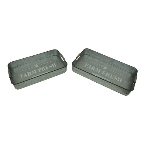 Galvanized Finish Farm Fresh Country Life 2 Piece Metal Tray Set - 2.75 X 19.25 X 10.5 inches