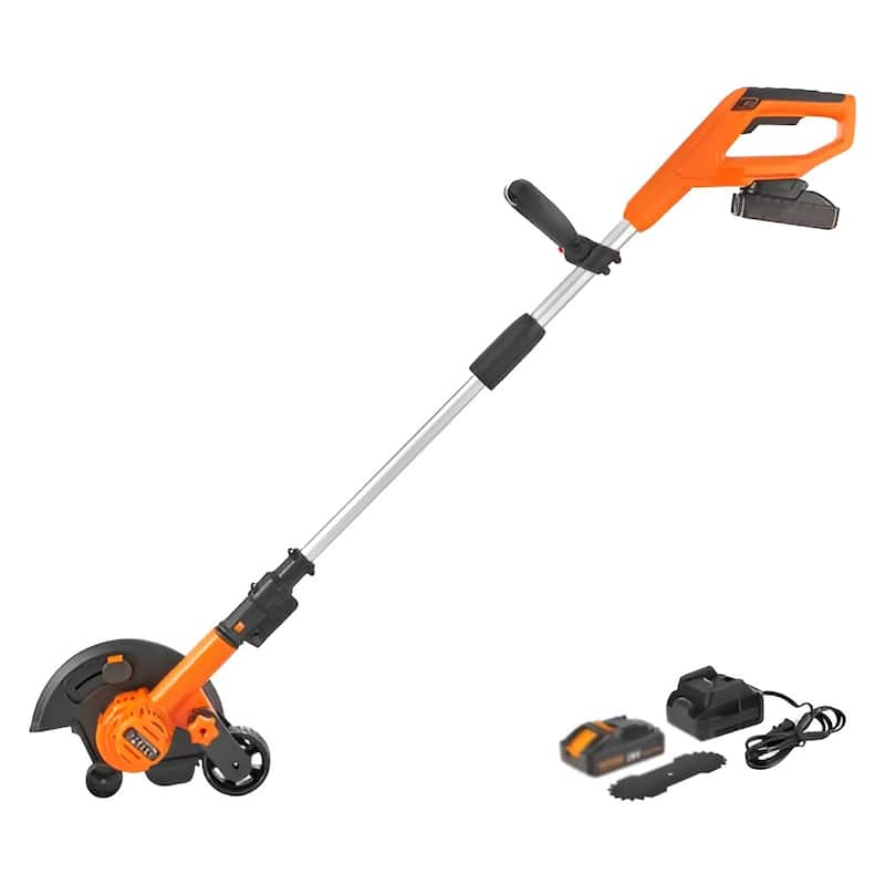 Orange, Black Silver Cordless Edger 9" Blade, 3 Depth Settings - 59" x 11.8" x 7.0"