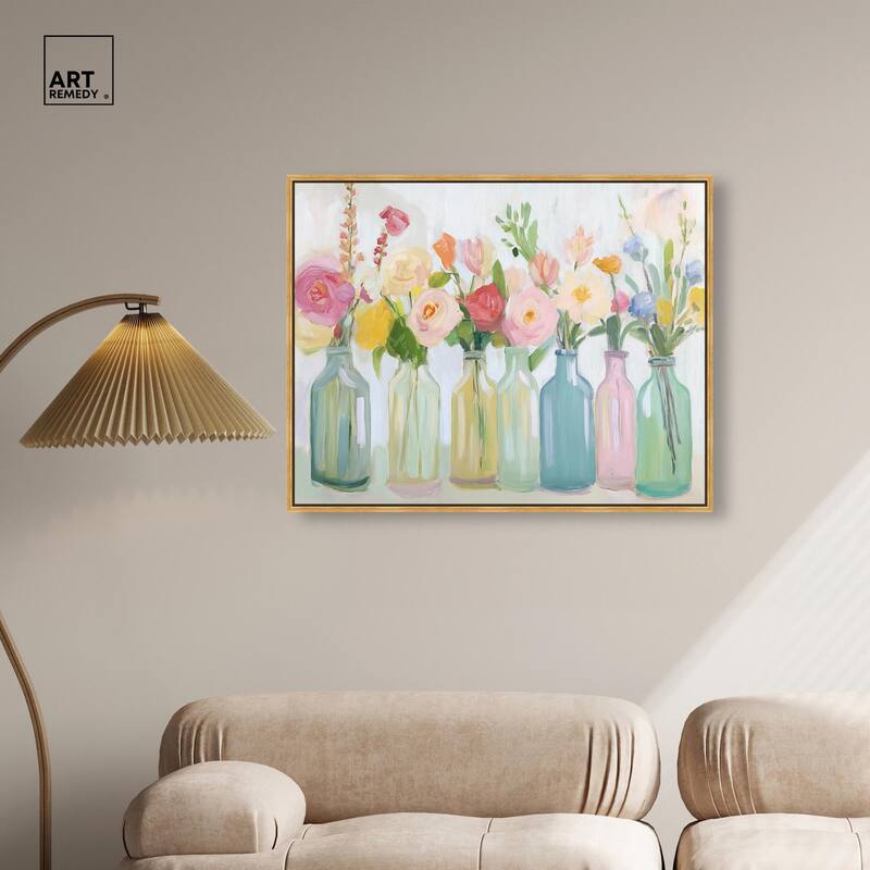 Bottled Blooms Canvas by Art Remedy