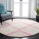 preview thumbnail 12 of 162, SAFAVIEH Dallas Shag Giusy Trellis 1.5-inch Thick Rug 4' Round - Ivory/Light Pink - Round
