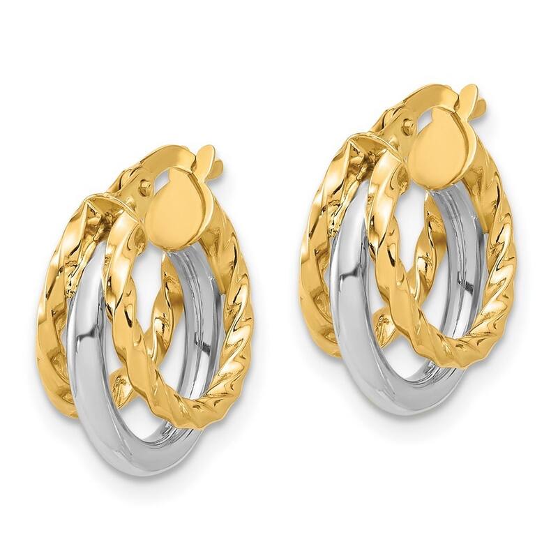 Curata 14k Two Tone Gold Polished Hoop Earrings - 17x13.7mm