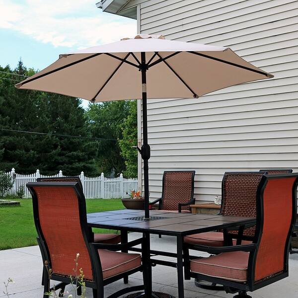 Shop Black Friday Deals On Sunnydaze Patio Market Umbrella W Tilt Crank 7 5ft Aluminum Multiple Colors Overstock 12733747 Beige