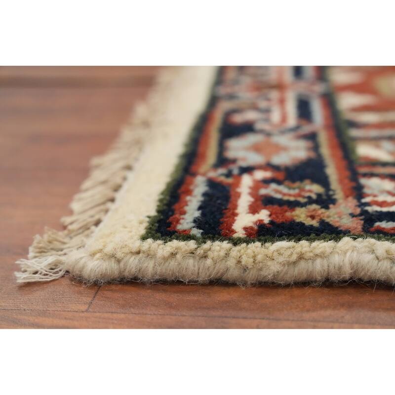 Hand Knotted Oriental 100% Wool Carpet Traditional Medallion Beige & Ivories Heriz (serapi) Area Rug - 3' 0'' X 2' 0''