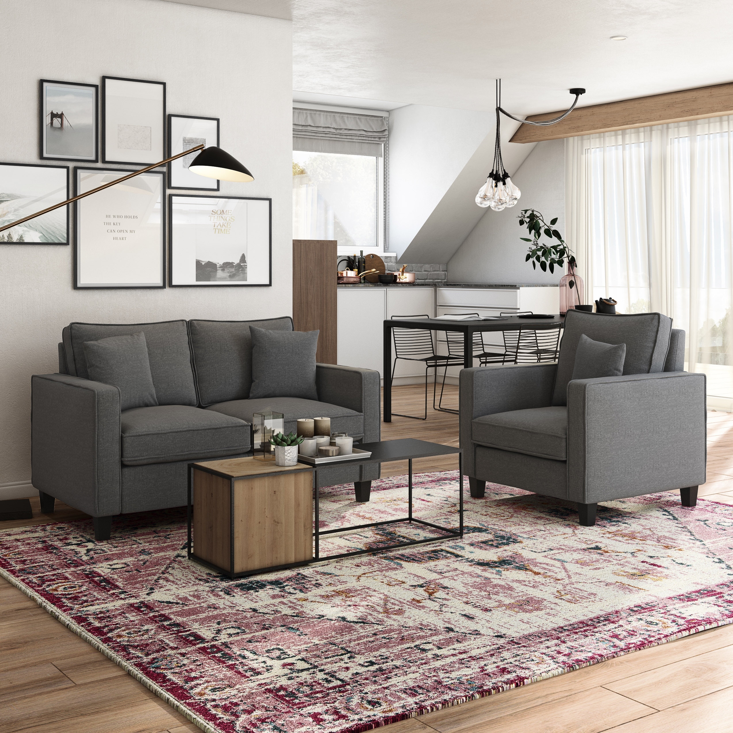 Loveseat and accent chair set shop