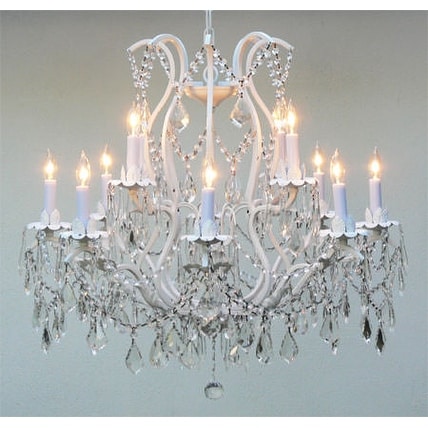 Versailles Wrought Iron and Crystal White Chandelier
