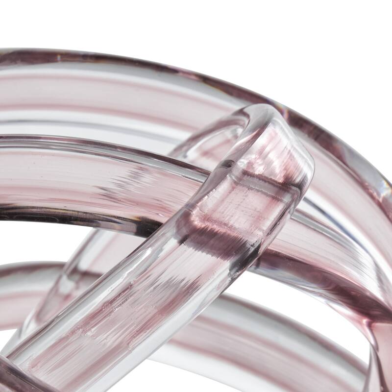 Glass Knot Brushed Twisted Decorative Sculpture - Pink, Dark Blue, White - Roche River Decor