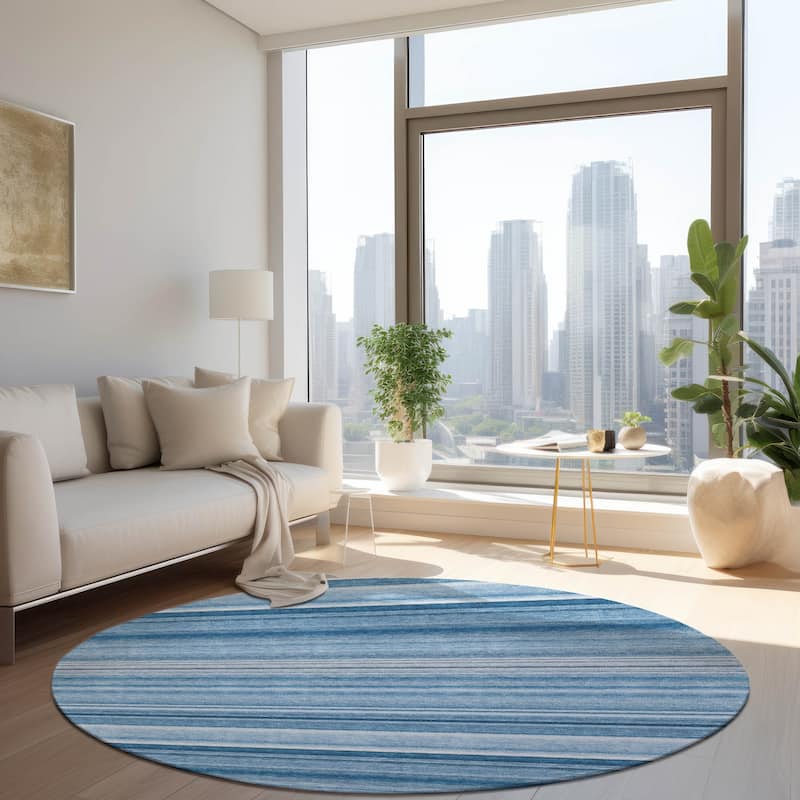 Machine Washable Indoor/ Outdoor Chantille Multi Stripe Rug