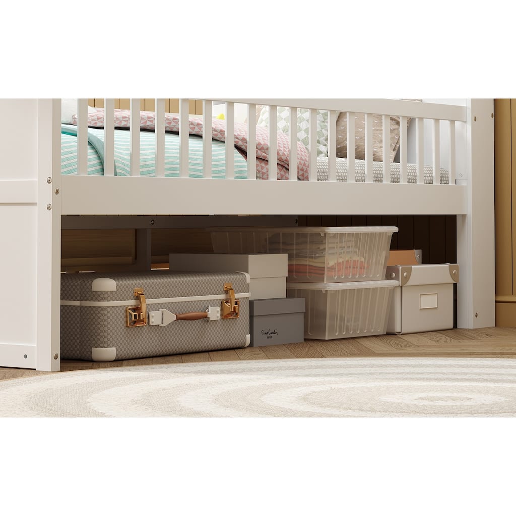 Twin Bed with 4 Drawers and Guardrail Headboard