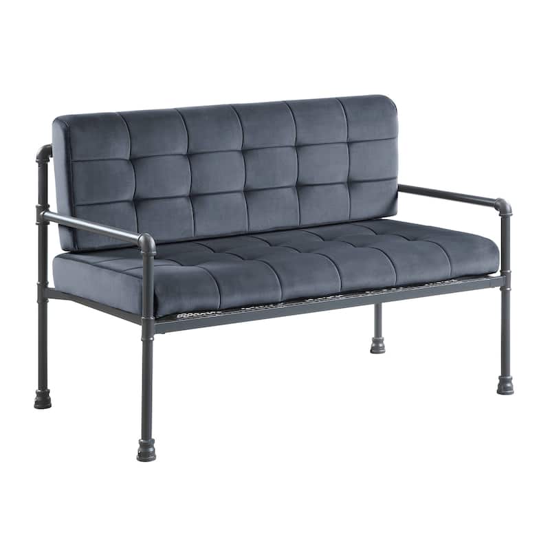 HomeRoots 51" Gray Velvet Loveseat