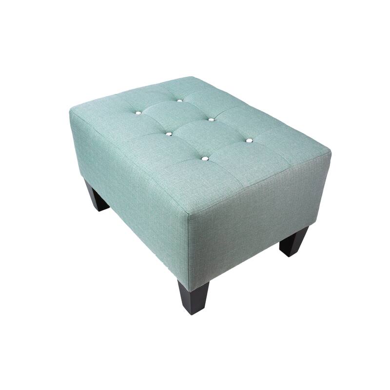 MJL Furniture MAX Squared Decorative Button Tufted Upholstered Sea Mist Firm Ottoman