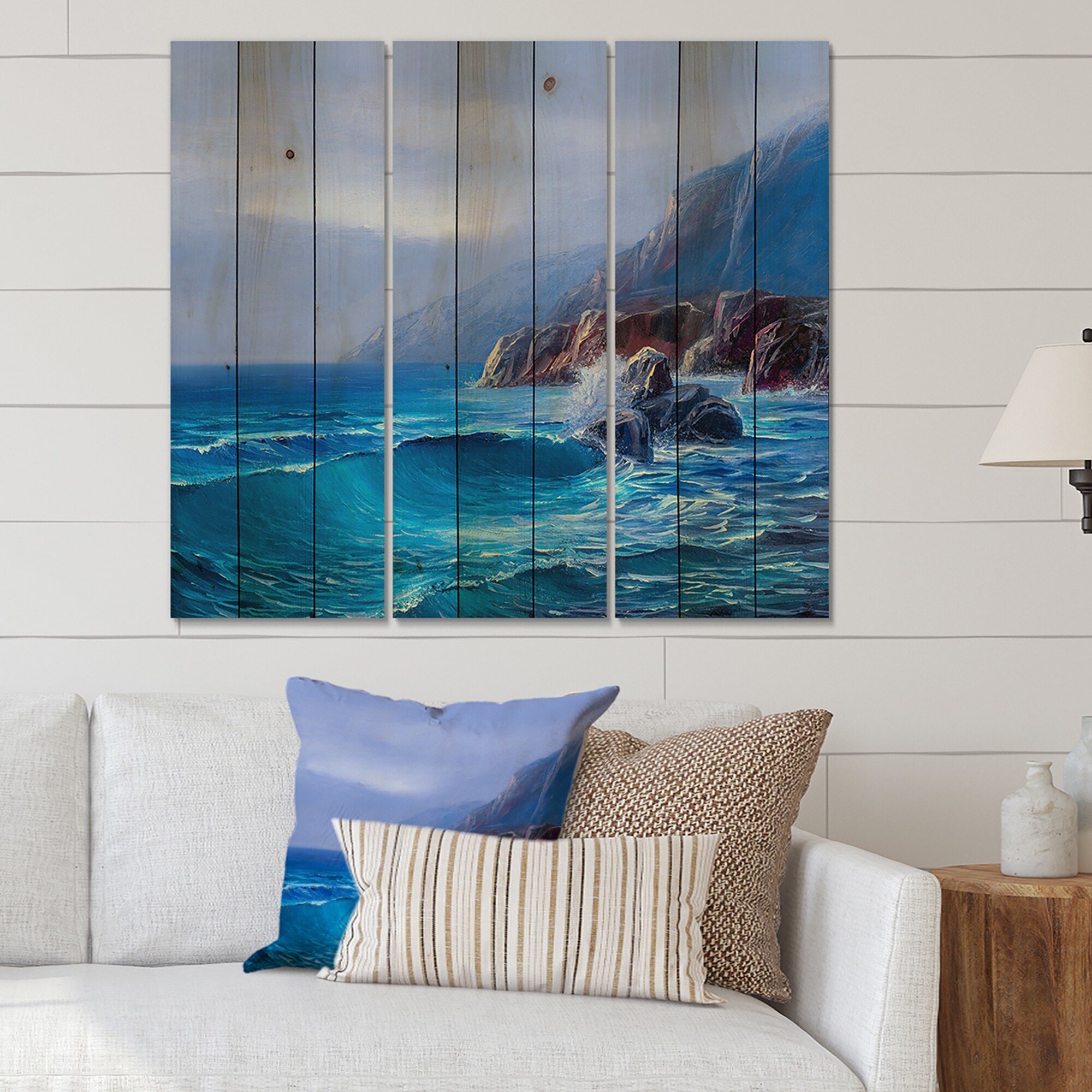 Designart 'Morning On Sea Wave Paints On A Canvas' Nautical-image