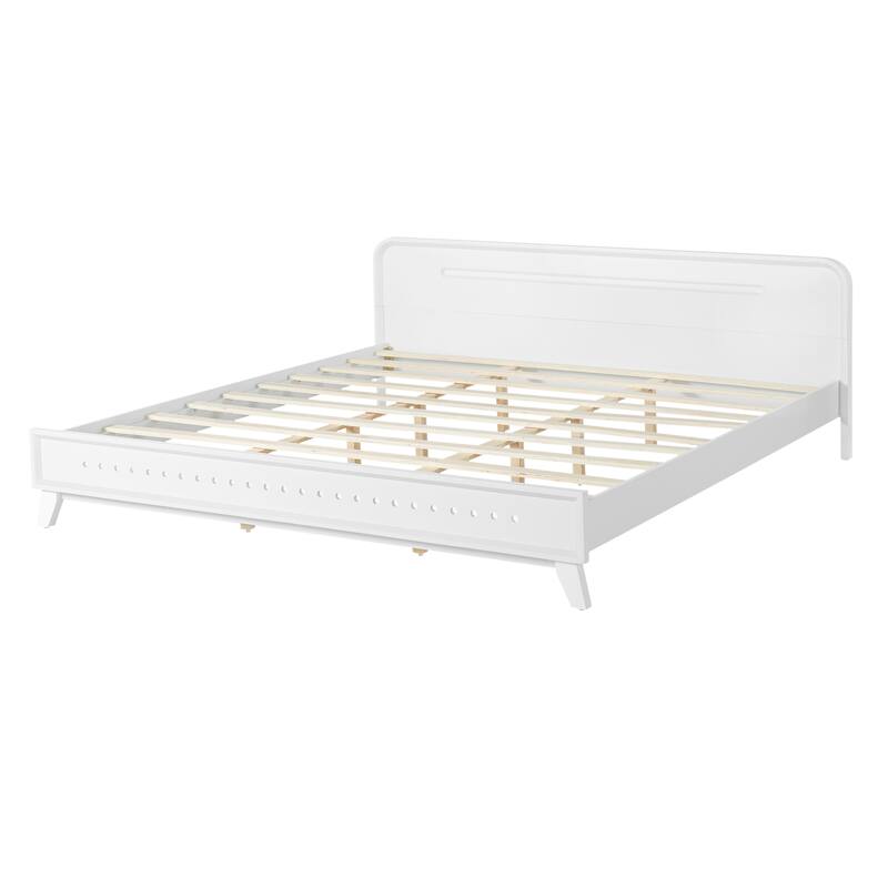Pine Solid Wood King Size Bed, Solid And Stable, No Box Spring Needed