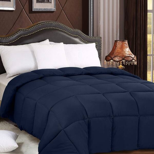 All Season 250 GSM Comforter,Plush Siliconized Fiberfill Comforter,Box Stitched (King) - Navy