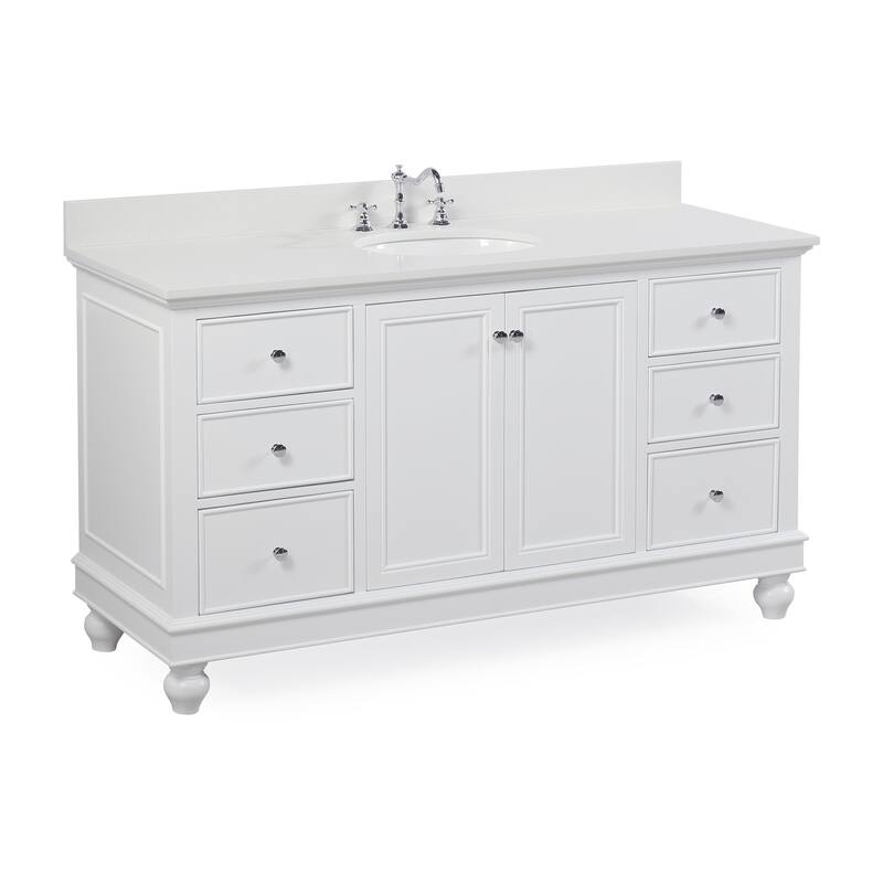 KitchenBathCollection Bella 60" Single Bathroom Vanity with Quartz Top
