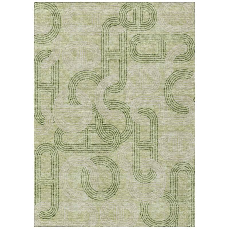 Machine Washable Indoor/ Outdoor Contemporary Geo Chantille Rug